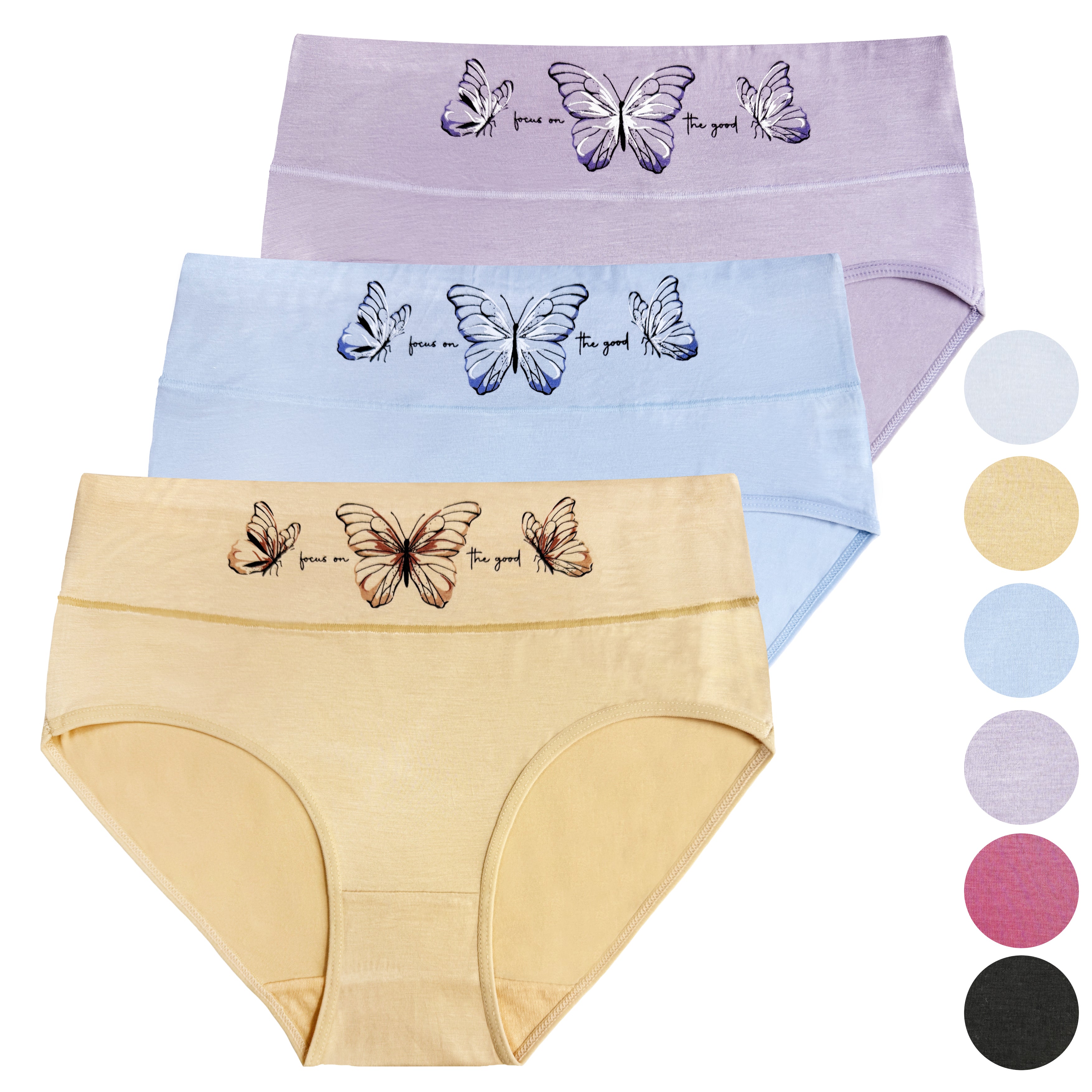 Damen High-Waist Bambus-Slips Schmetterlinge RM0057 – 3 Stück im Packu –  FANNIFEN