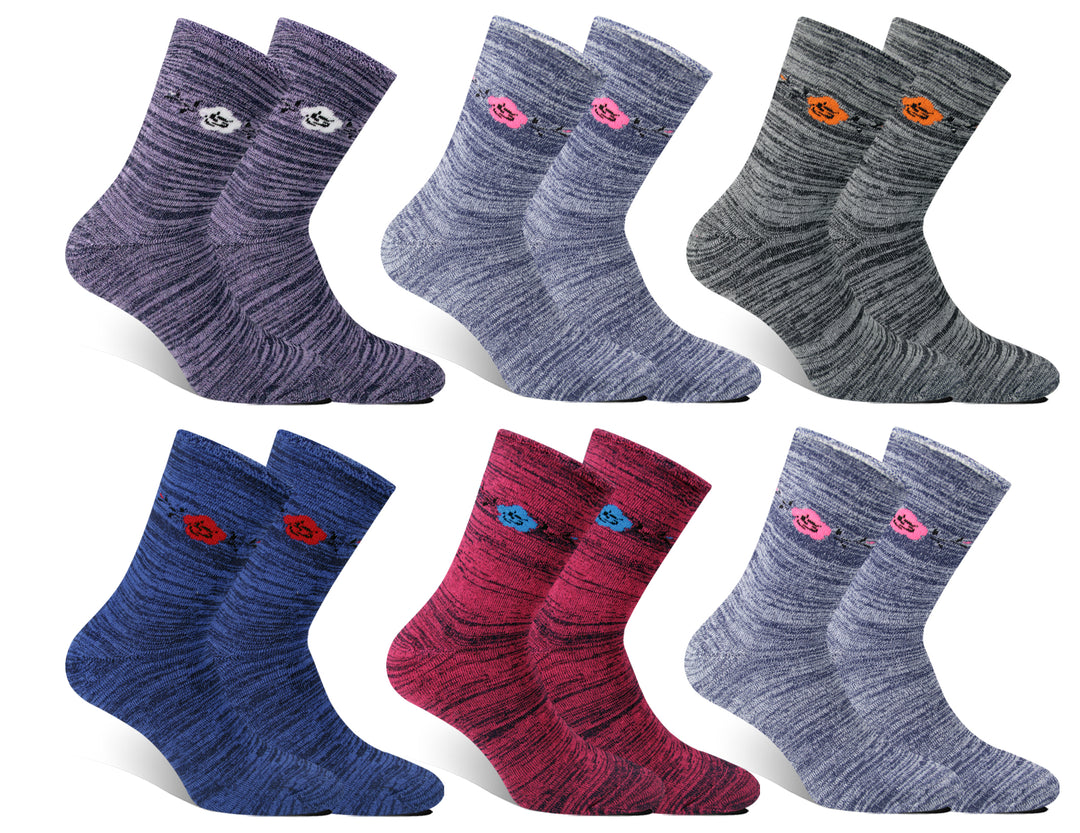 Women's thermal high cut winter cotton sport light flexible socks ROSE SSW066 4 pairs