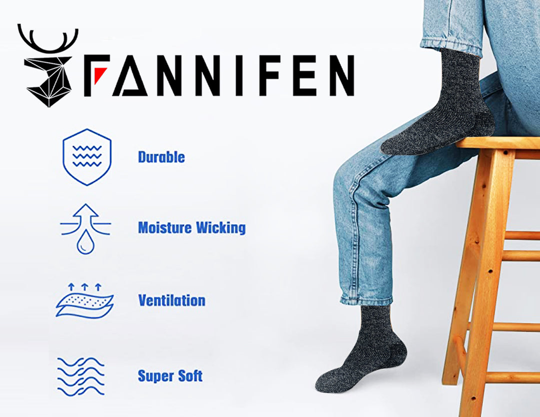 Men's wool hiking socks thermal warm crew winter boot socks CXM02 4 pairs