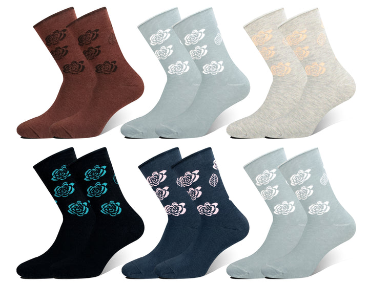 Women's cotton crew socks ROSE LW3056 6 pairs