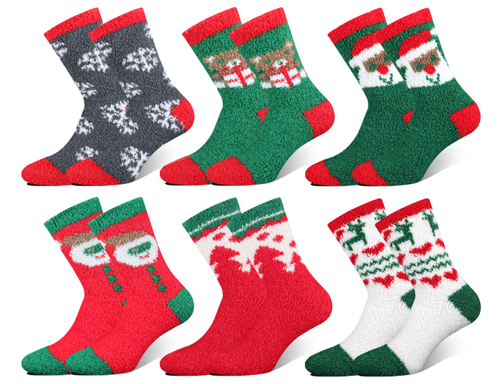 Women's Christmas Super Thick Thermal Soft Warm Comfort Casual Crew Winter Socks DW9806 6 pairs