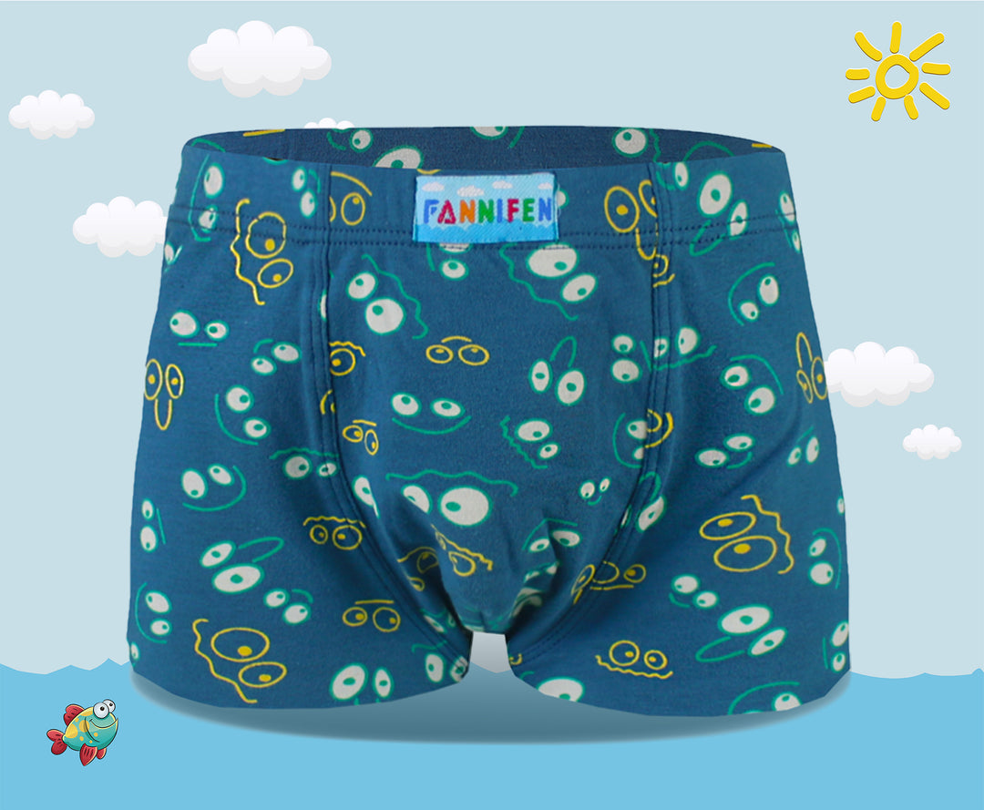 Boys' classic soft flexible everyday boxer shorts with smiley face XQ5148 4 pieces per pack