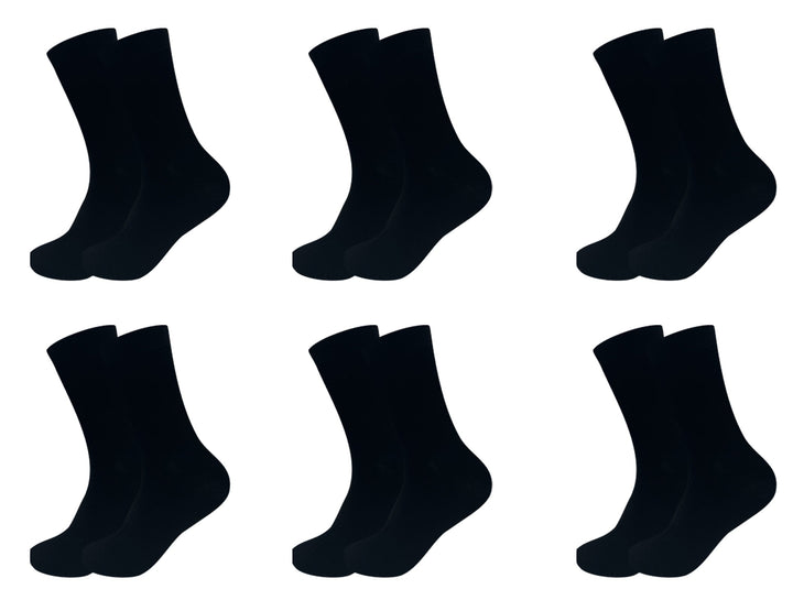 Women's black crew socks NY01C 6 pairs