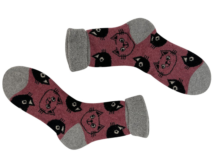 Women's woolen thermal socks Cats YZ30 4 pairs