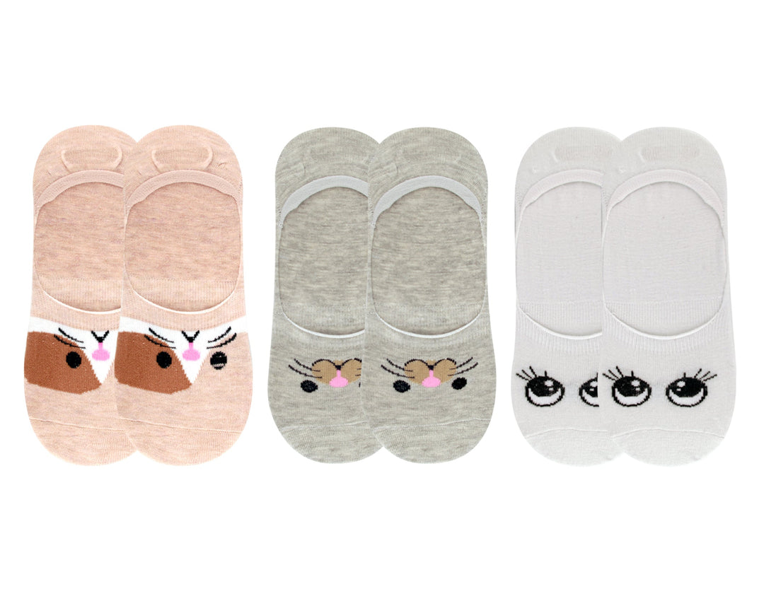 Women's invisible socks with animal design ZJS-33202 3 pairs