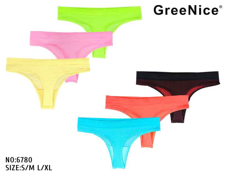 Seamless single-color thongs GREE-6780 - 3 pieces per pack