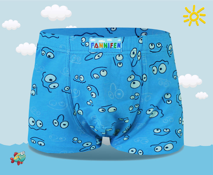 Boys' classic soft flexible everyday boxer shorts with smiley face XQ5148 4 pieces per pack