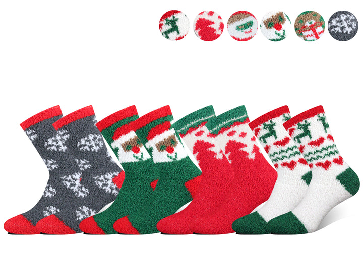 Women's Christmas Super Thick Thermal Soft Warm Comfort Casual Crew Winter Socks DW9806 6 pairs