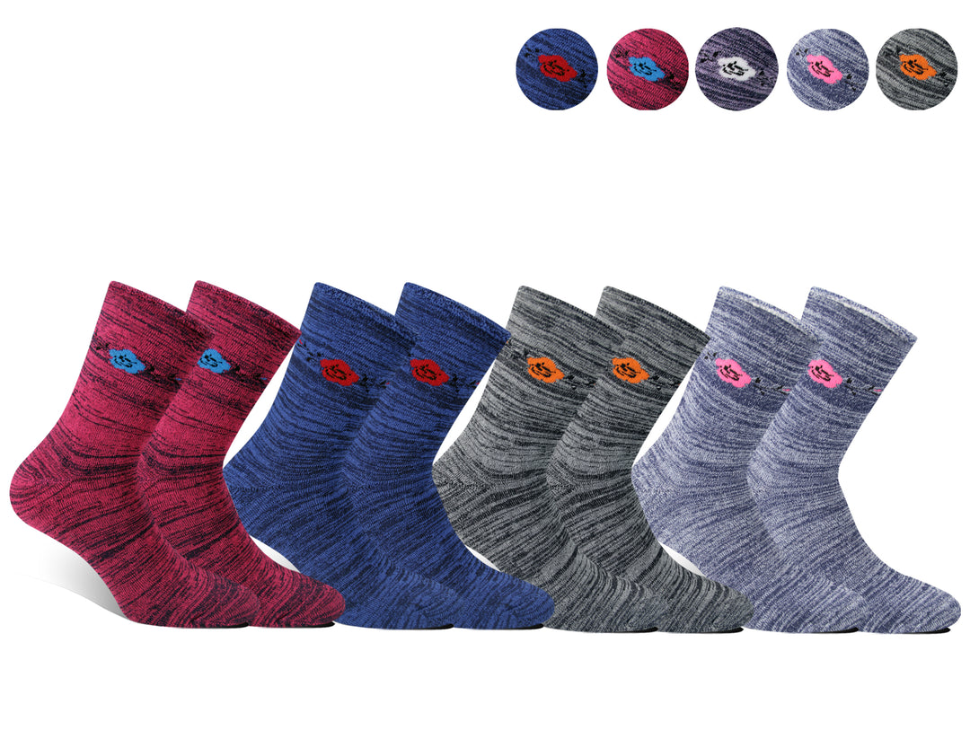 Women's thermal high cut winter cotton sport light flexible socks ROSE SSW066 4 pairs