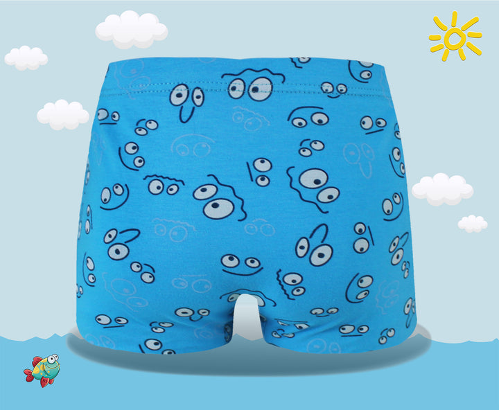 Boys' classic soft flexible everyday boxer shorts with smiley face XQ5148 4 pieces per pack