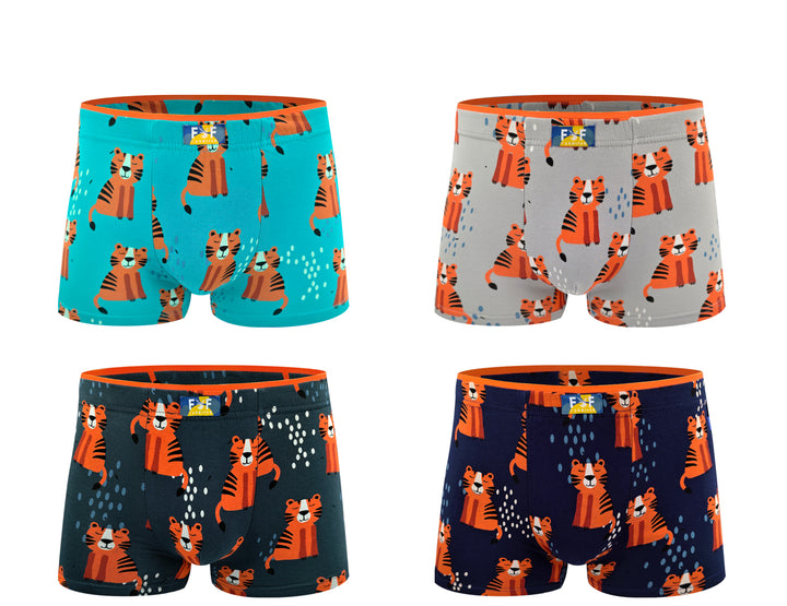 Teen cotton classic flexible breathable boxers TIGER ZQ5002 4pcs in a pack