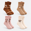 Weiche und kuschelige Damen-Crew-Socken mit süßem Katzenmuster LY1014 - 4 Paar