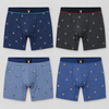 Men’s Viscose-Blend Long-Leg Cube Print Boxer Briefs M6789AL-4 Pieces