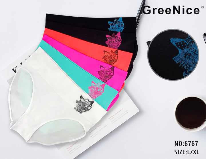 CAT woven classic soft seamless panties GREE-6767 - 3 pieces per pack