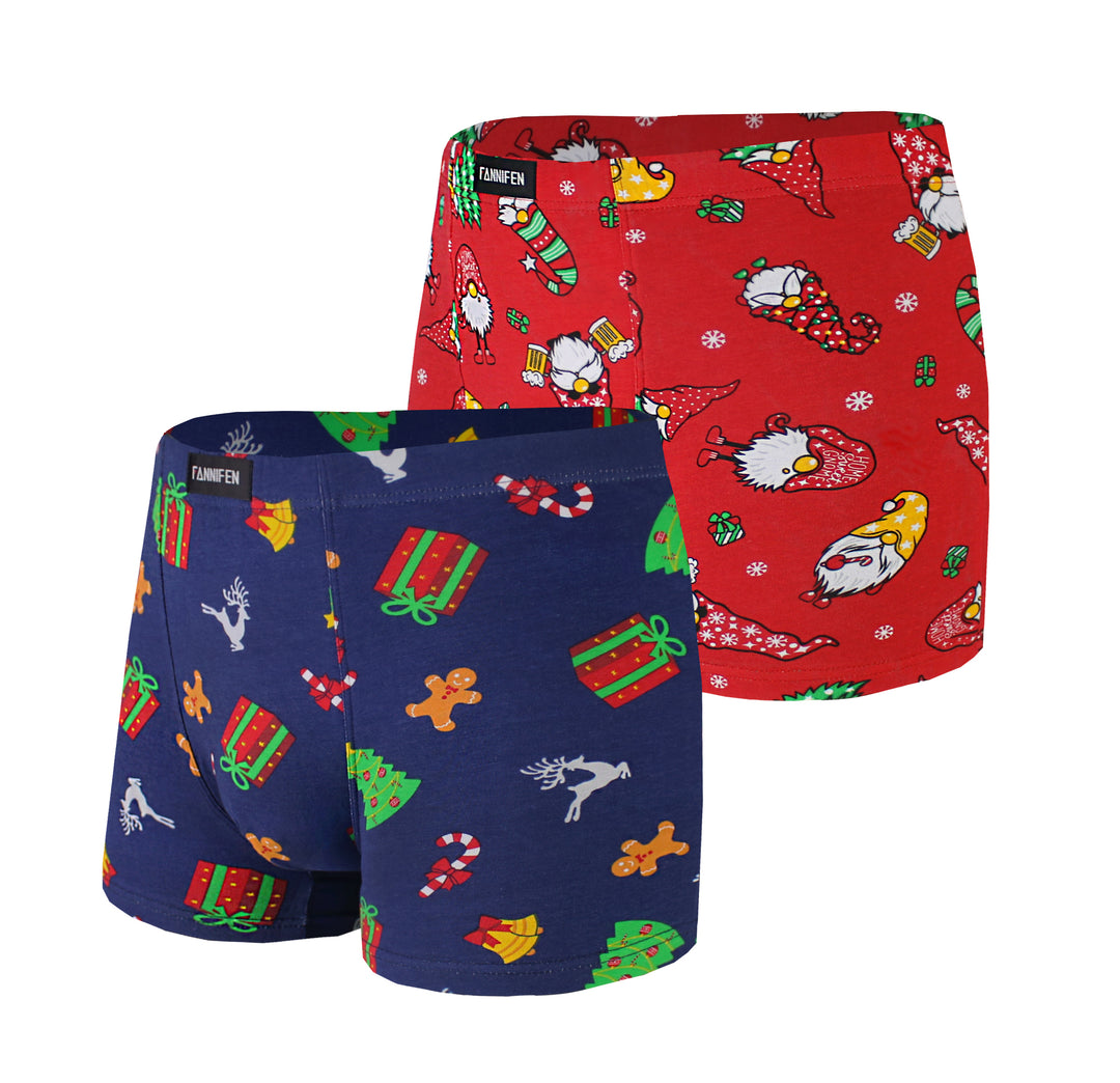 Men's Cotton Classic Soft Breathable Stretchy Christmas boxer shorts G5169 2pcs