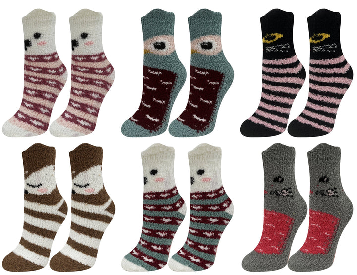 Women's furry thermal socks ANIMALS ZWD2301Z 6 pairs