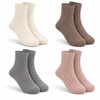 Warme Damen-Crew-Socken mit Zopfmuster und gerippter Struktur YX83- 4 Paar