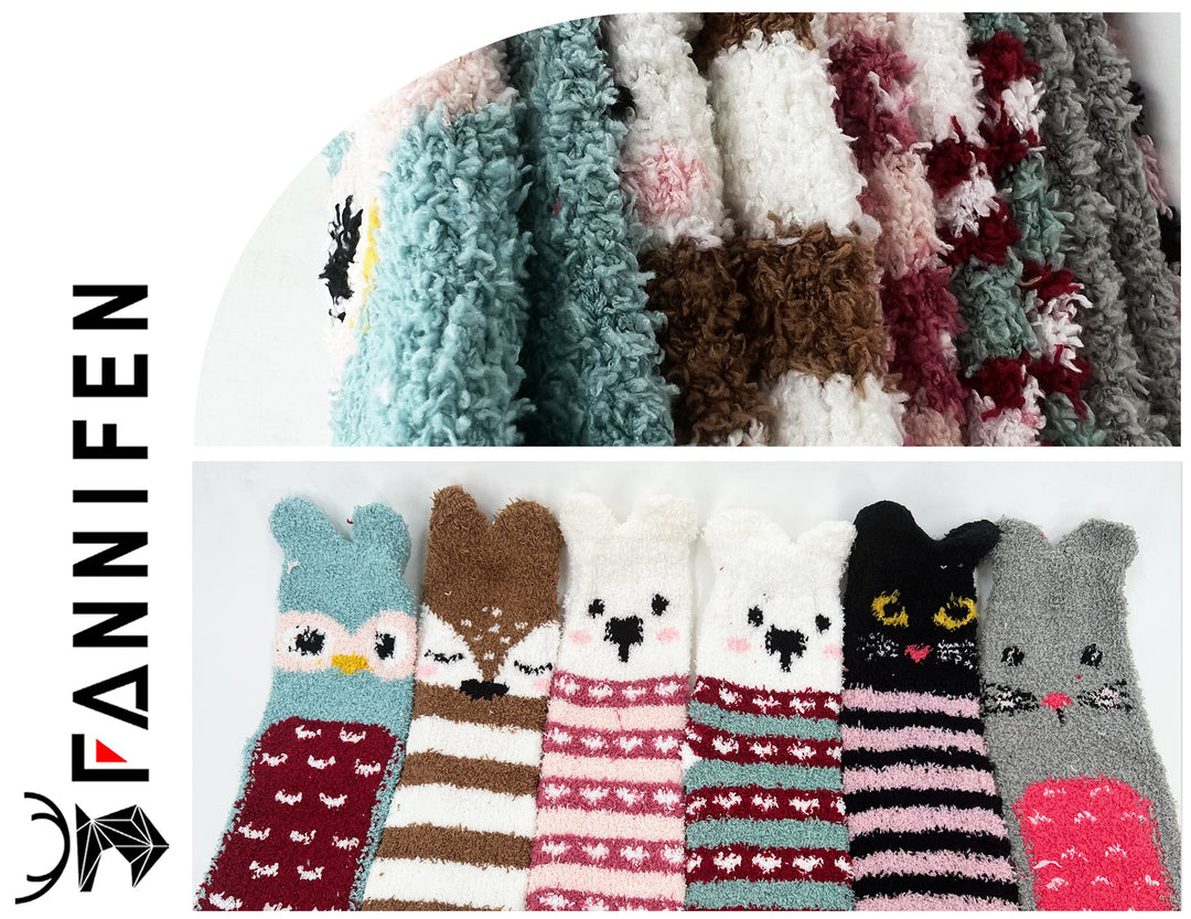 Women's furry thermal socks ANIMALS ZWD2301Z 6 pairs