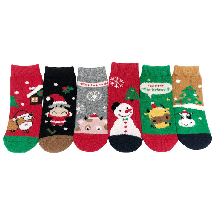 Mystery Box: Children's Christmas thermal socks QH01 6 pairs