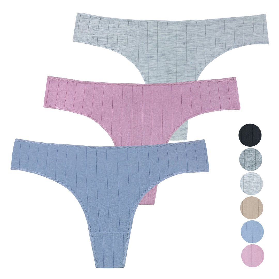 Women's single-color smooth flexible thongs CZ8028 3 pcs