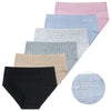 Women's high-waisted fabric texture cotton panties CZ8030 - 3 pcs in a pack