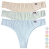 Women's solid color cotton stretch thongs CZ8085 3-pack