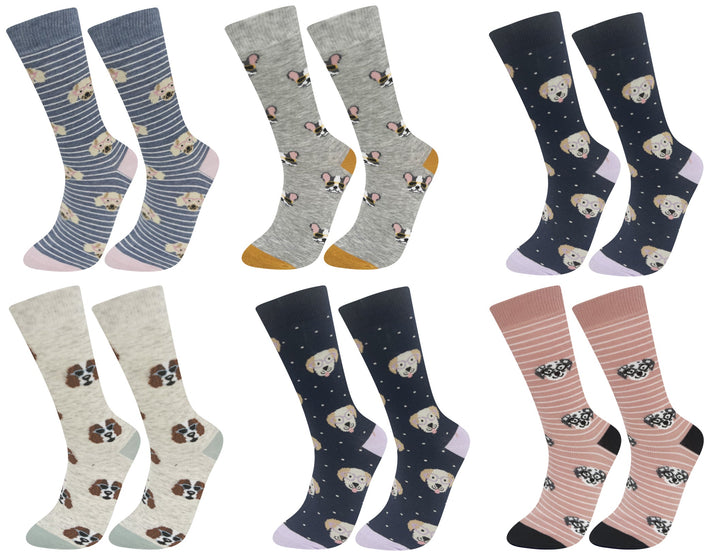 Women's cheerful socks DOG DB602 6 pairs