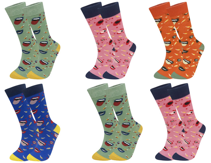 Women's cheerful socks LIPS DB603 6 pairs