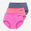 Nahtlose Damen-Slips aus weicher Baumwolle mit hohem Bund, gestreift, GREE-2040 - 3 Stück pro Packung
