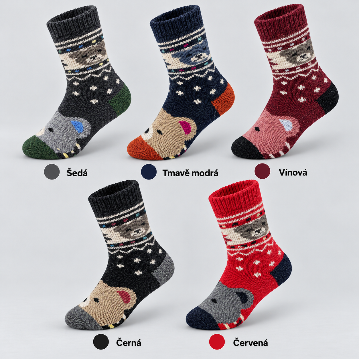 QW04 children's thermal teddy bear socks colors