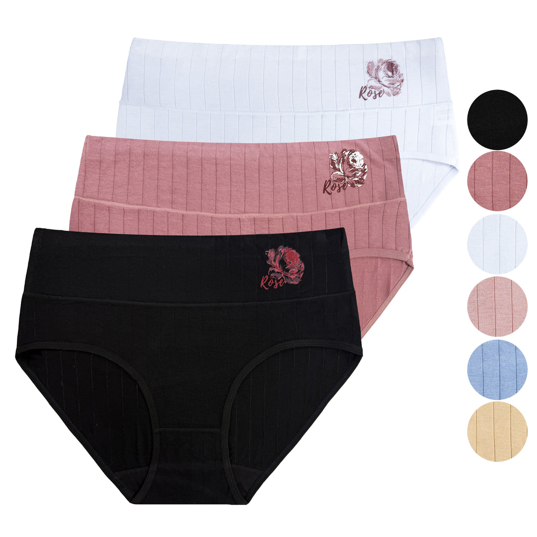 ROSE Women's High-Waisted Full Coverage Daily Breathable Smooth Seamless Panties RM0052 - 3 pieces per pack