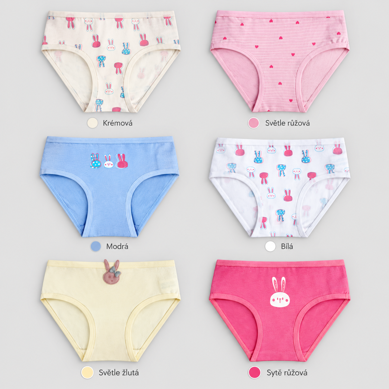 XQ6030 girls' bunny briefs colors