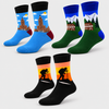 Herren-Angelsocken aus Baumwollmischung mit Outdoor-Mustern FC666 – 4 Paar