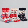 Women's thermal socks with Reindeer & Snowflake Patterns WZ24-3 pairs per pack